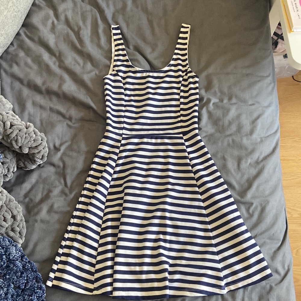 H&M Divided Sun Dress Navy Blue and White Stripes
